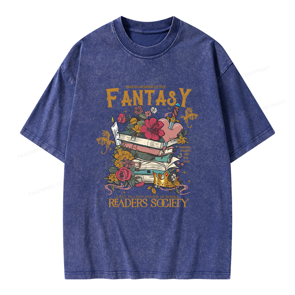 Pagewings Fantasy Readers Society Unisex Washed T-shirt