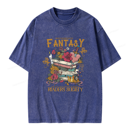 Pagewings Fantasy Readers Society Unisex Washed T-shirt