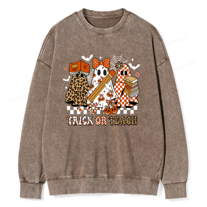 Pagewings Trick or Teach Unisex Washed Sweatshirt