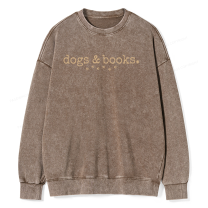 Pagewings Dogs & Books Unisex Washed Sweatshirt
