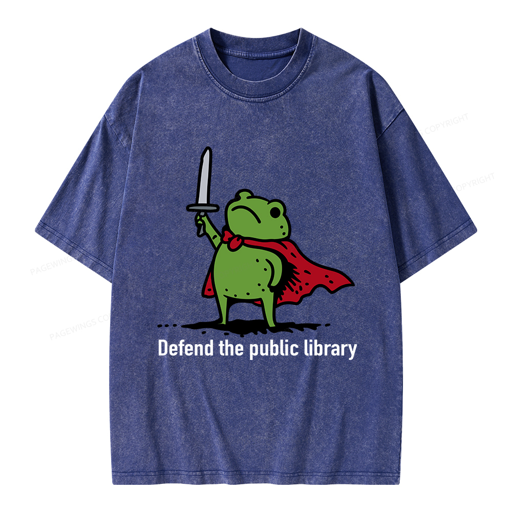 Pagewings Defend The Public Library Unisex Washed T-shirt