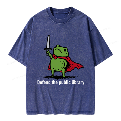 Pagewings Defend The Public Library Unisex Washed T-shirt