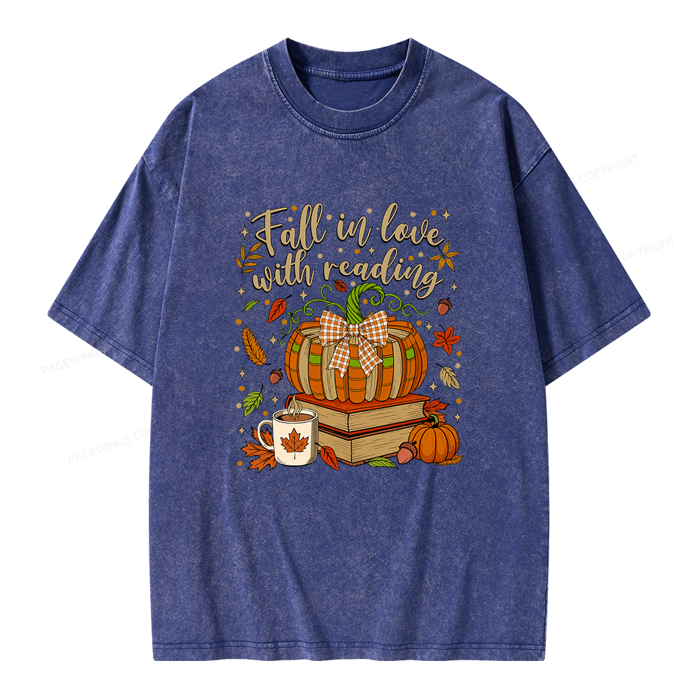 Pagewings Fall In Love With Reading Unisex Washed T-shirt