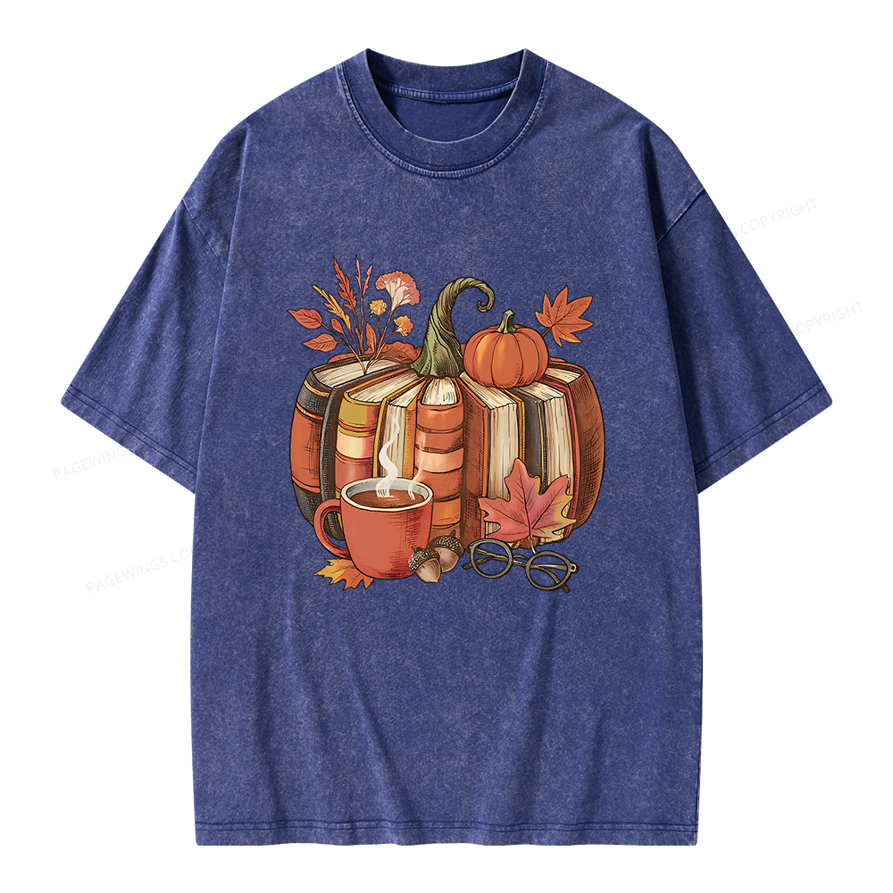 Pagewings Book Pumpkin Unisex Washed T-shirt