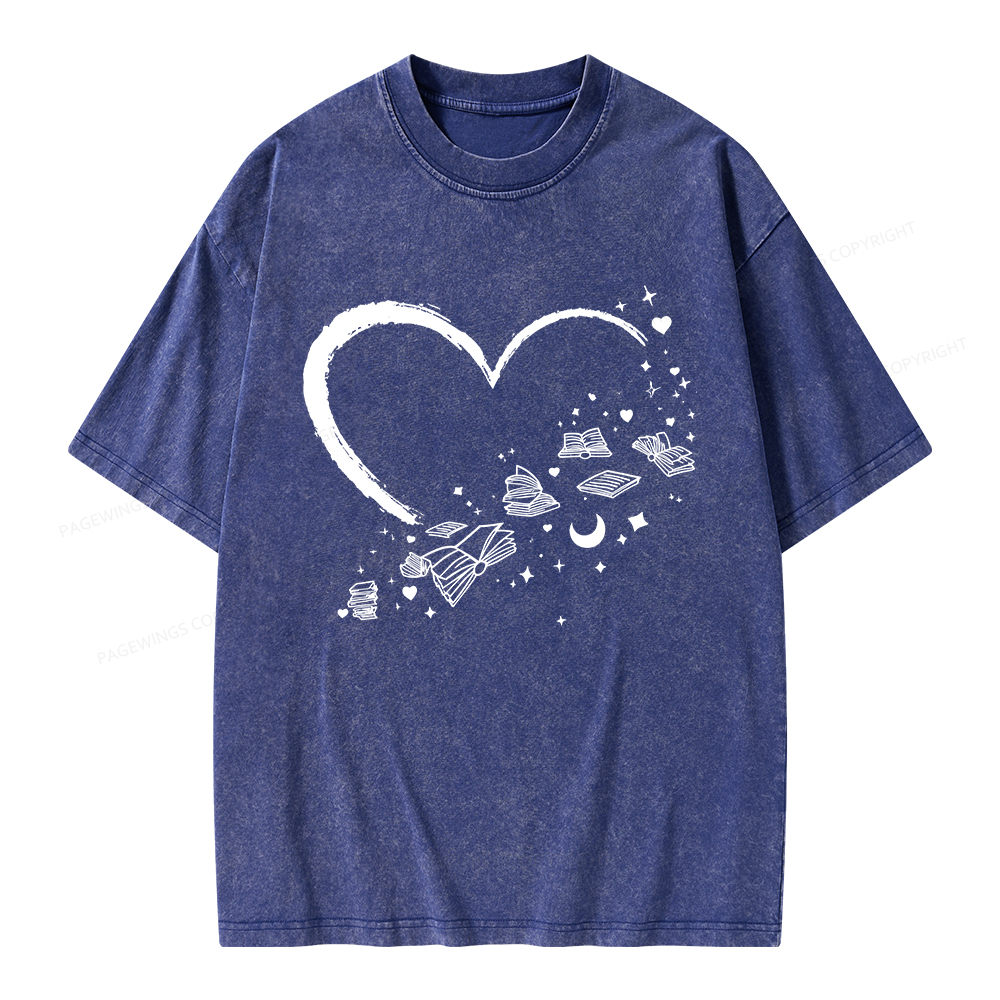 Pagewings Heart Of Books Unisex Washed T-shirt