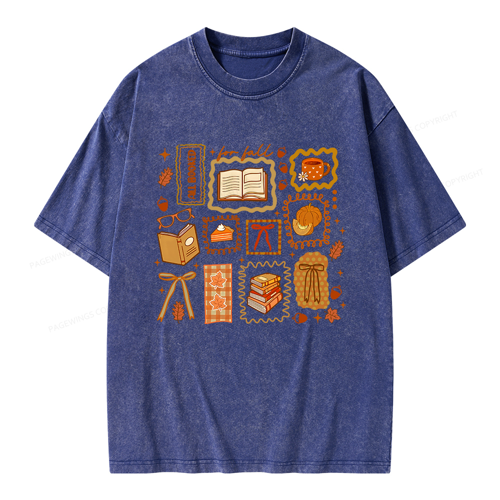 Pagewings All Booked for Fall Unisex Washed T-shirt