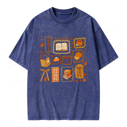 Pagewings All Booked for Fall Unisex Washed T-shirt