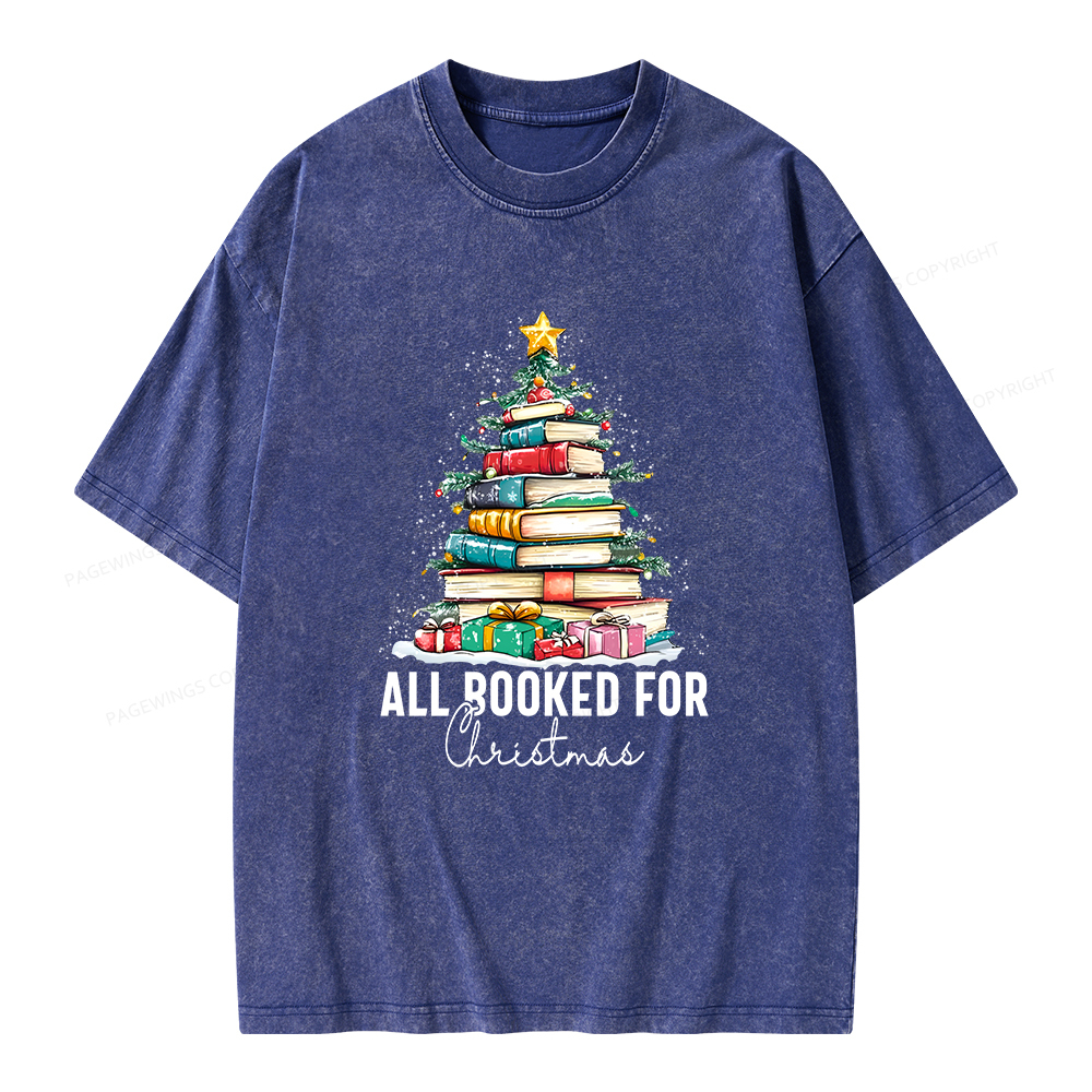 Pagewings All Booked For Christmas Unisex Washed T-shirt
