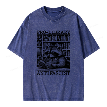 Pagewings Pro Library Antifascist Unisex Washed T-shirt