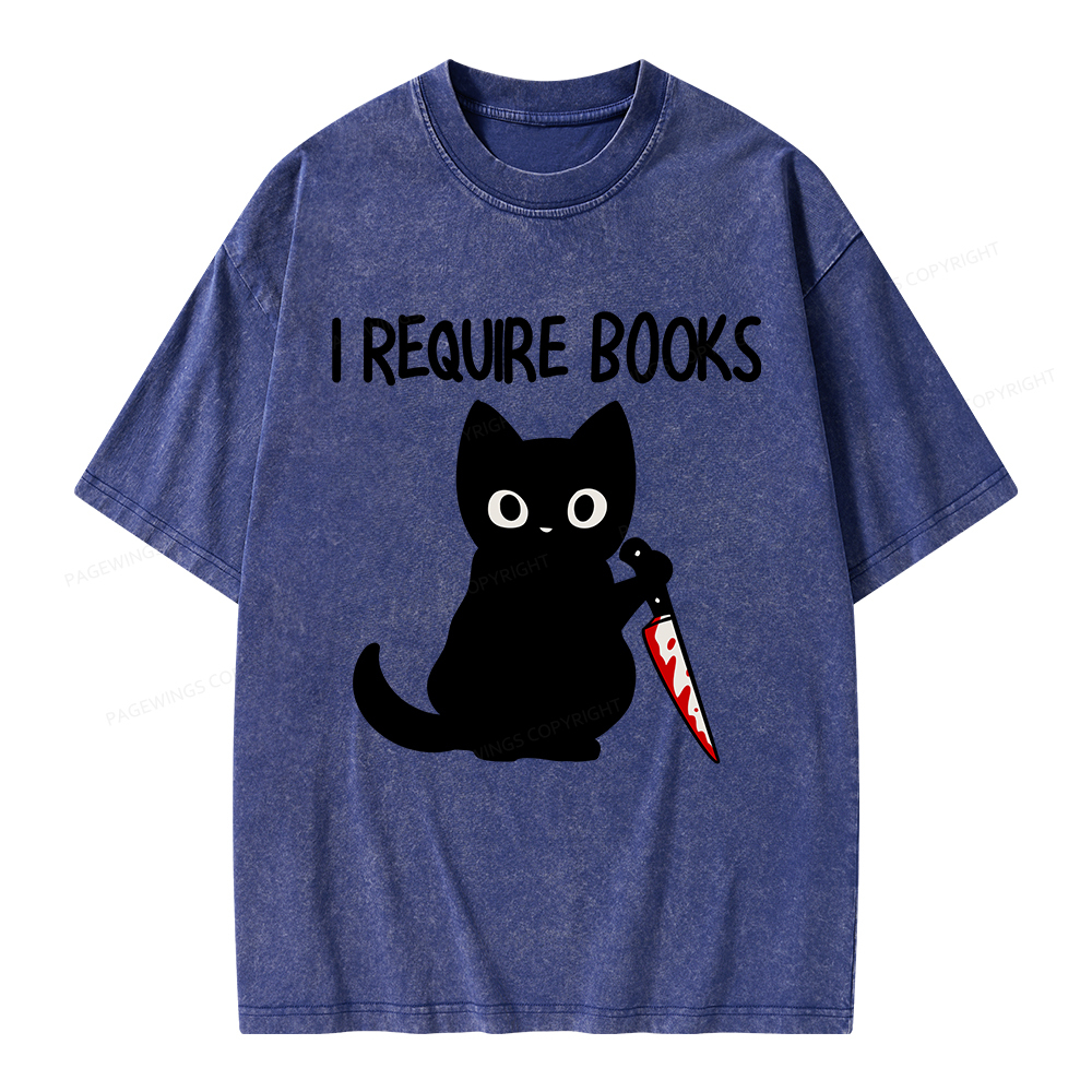 Pagewings I Require Books Unisex Washed T-shirt