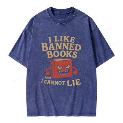 Pagewings I Like Banned Books and I Cannot Lie Unisex Washed T-shirt
