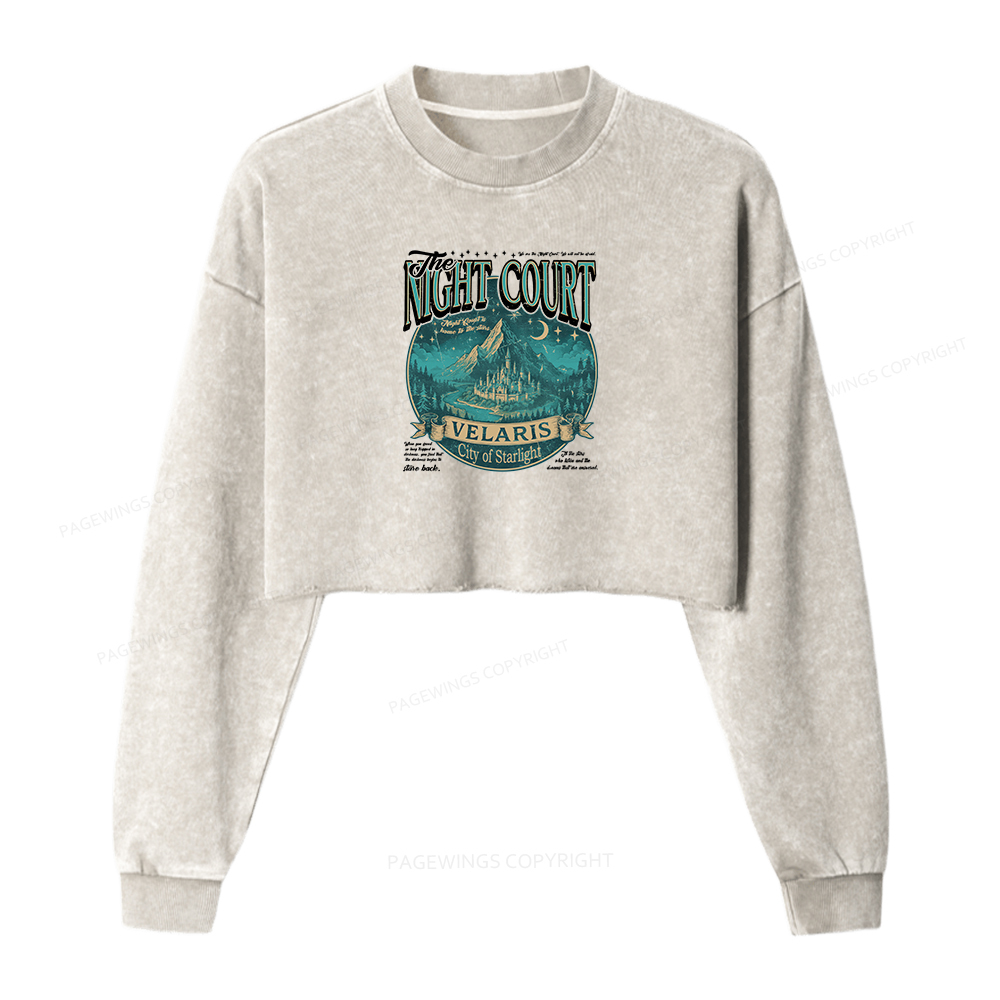 Pagewings The Night Court Women Washed Crop Sweatshirt