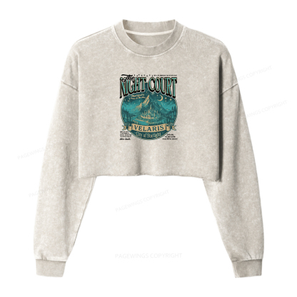 Pagewings The Night Court Women Washed Crop Sweatshirt