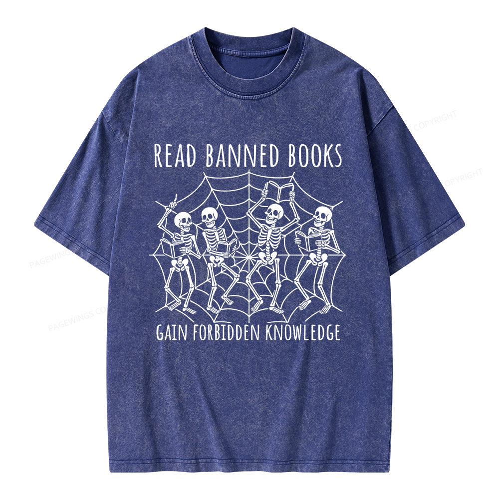 Pagewings Read Banned Books Gain Forbidden Knowledge Unisex Washed T-shirt