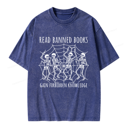 Pagewings Read Banned Books Gain Forbidden Knowledge Unisex Washed T-shirt