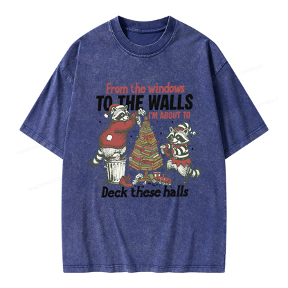 Pagewings I'm About To Deck These Halls Christmas Unisex Washed T-shirt