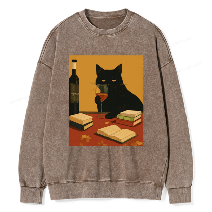 Pagewings Easily Distracted By Wine And Books Unisex Washed Sweatshirt
