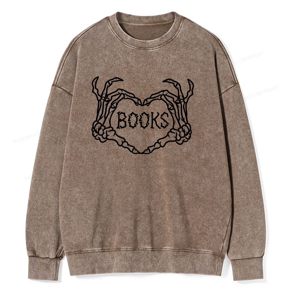 Pagewings Spooky Books Unisex Washed Sweatshirt