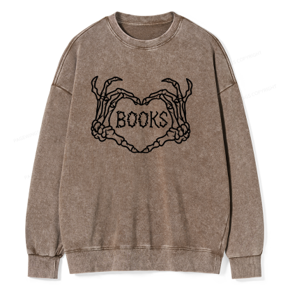 Pagewings Spooky Books Unisex Washed Sweatshirt