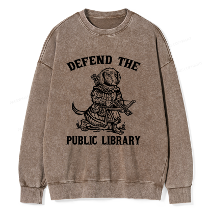 Pagewings Defend The Public Library Unisex Washed Sweatshirt