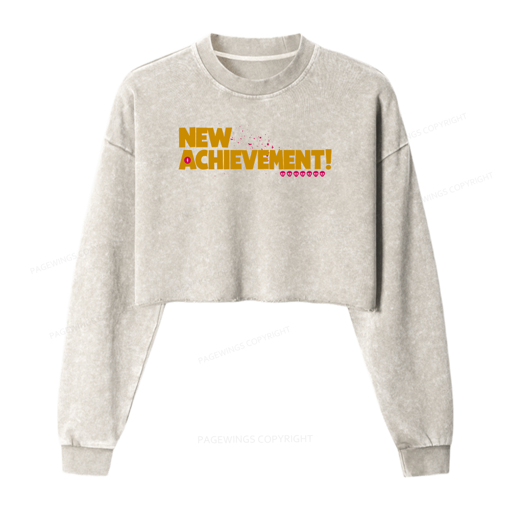 Pagewings New Achievement Women Washed Crop Sweatshirt