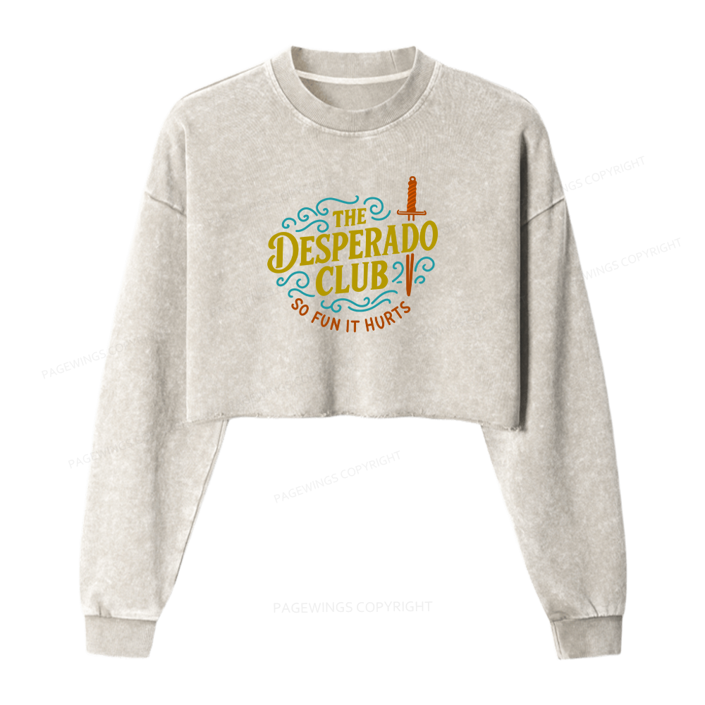Pagewings The Desperado Club Women Washed Crop Sweatshirt