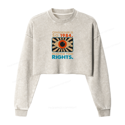Pagewings Read For Your Rights Women Washed Crop Sweatshirt