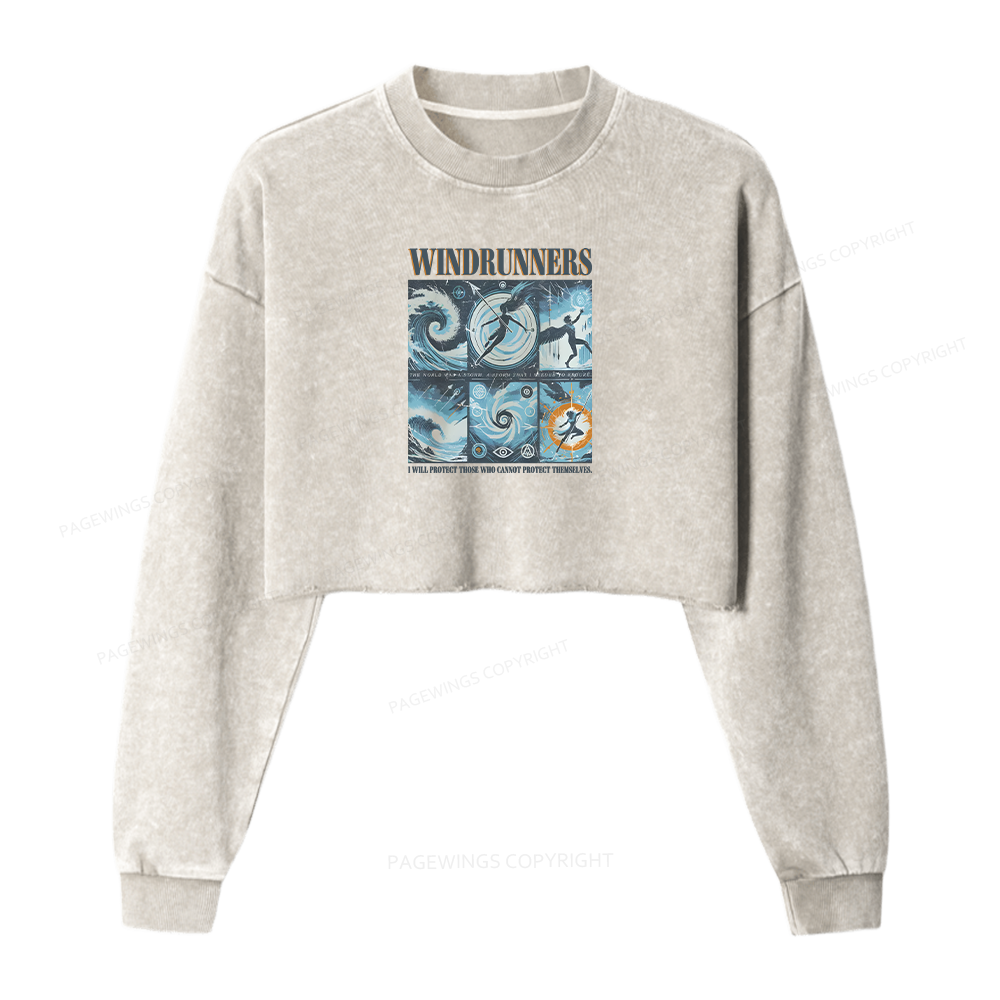 Pagewings Windrunners Women Washed Crop Sweatshirt