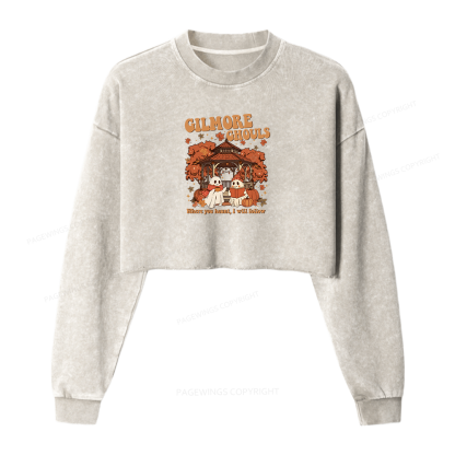 Pagewings Gilmore Ghouls Women Washed Crop Sweatshirt