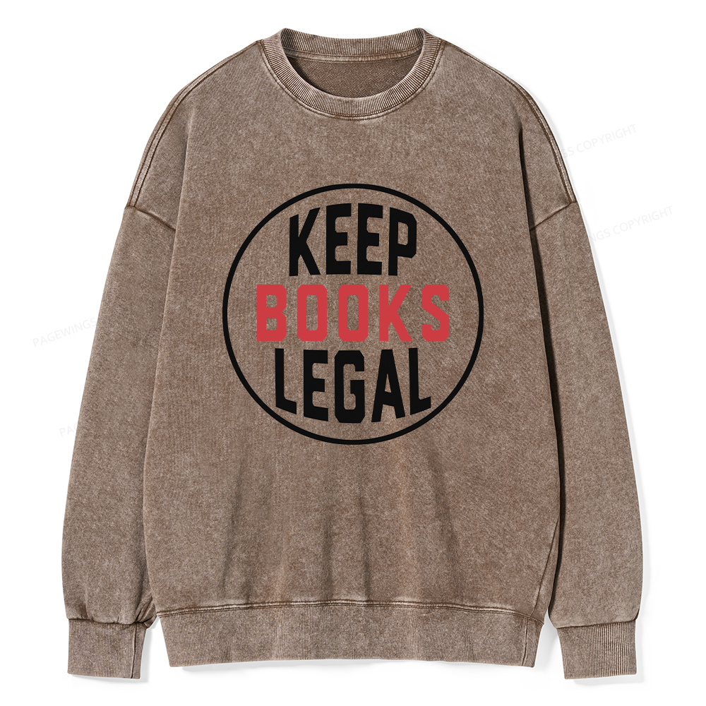 Pagewings Keep Books Legal Unisex Washed Sweatshirt
