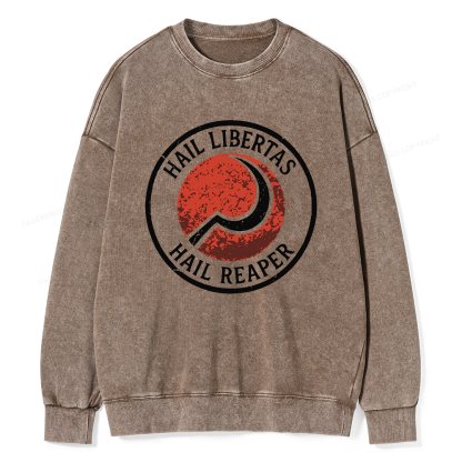 Pagewings Hail Libertas Hail Reaper Unisex Washed Sweatshirt