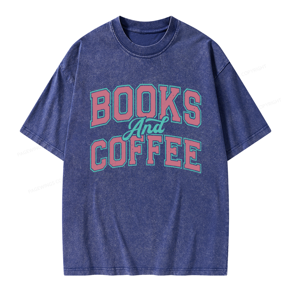 Pagewings Books and Coffee Unisex Washed T-shirt