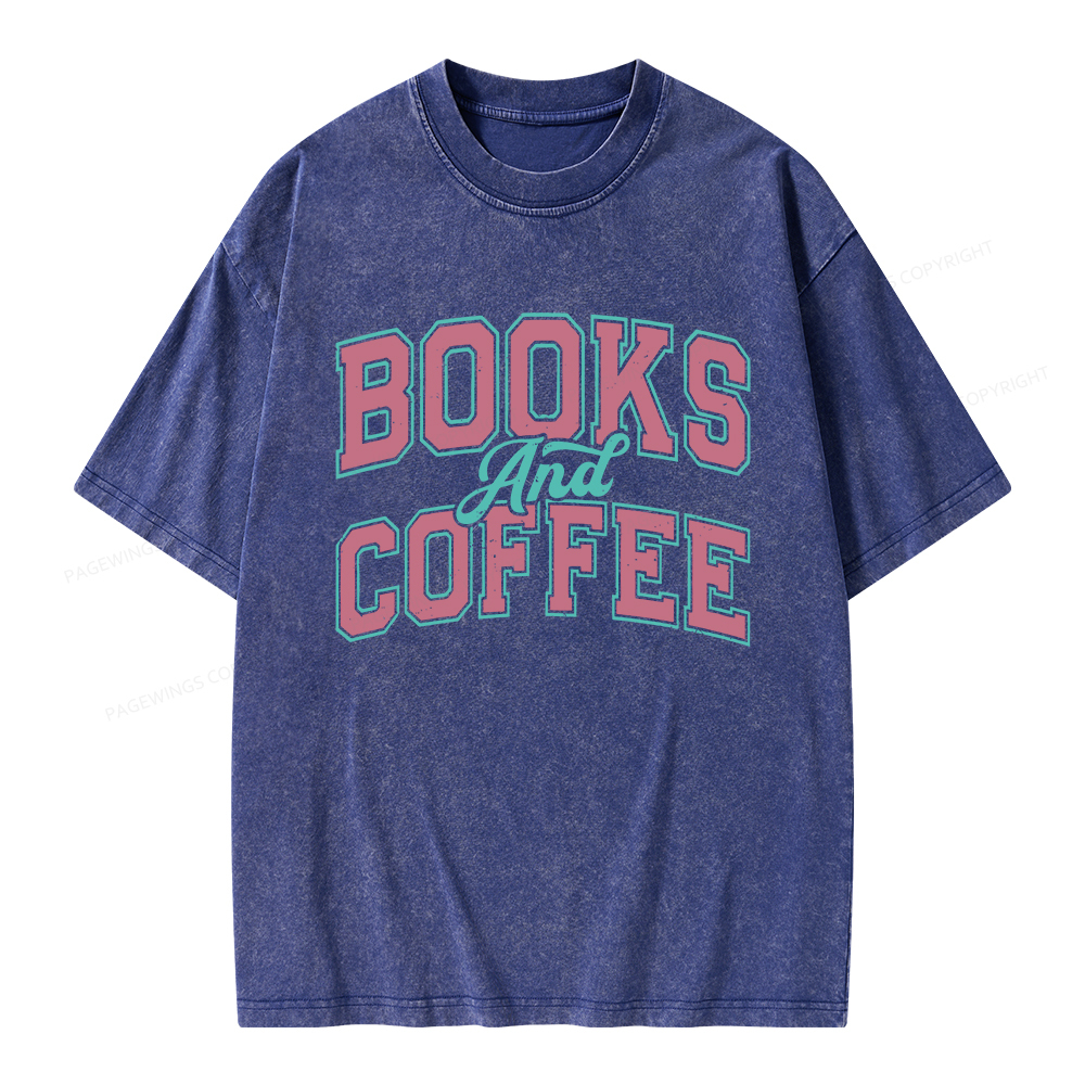 Pagewings Books and Coffee Unisex Washed T-shirt