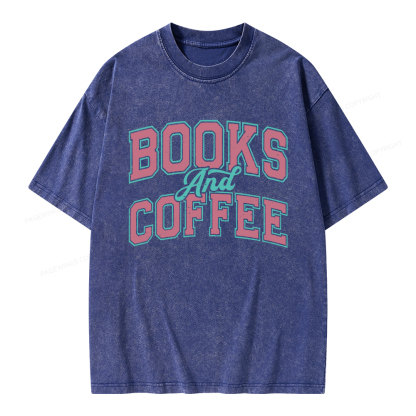Pagewings Books and Coffee Unisex Washed T-shirt