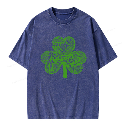 Pagewings St Patricks Day Shirt Lucky Reading Shirt Unisex Washed T-shirt