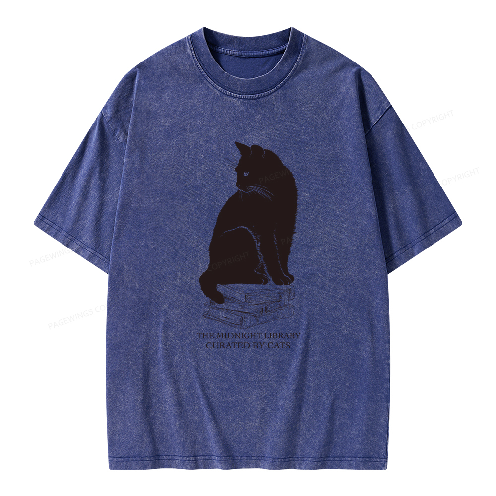 Pagewings The Midnight Library Curated By Cats Unisex Washed T-shirt