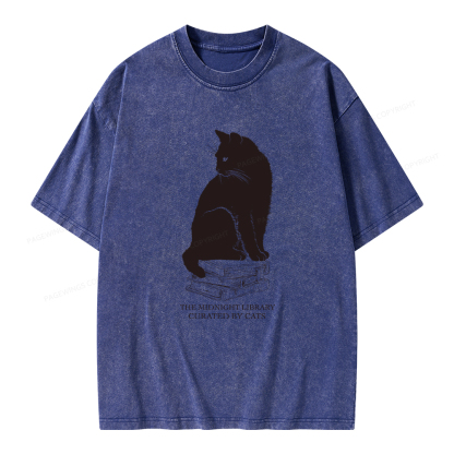 Pagewings The Midnight Library Curated By Cats Unisex Washed T-shirt