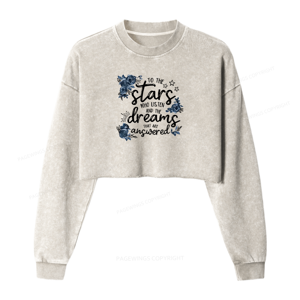 Pagewings To The Stars Women Washed Crop Sweatshirt