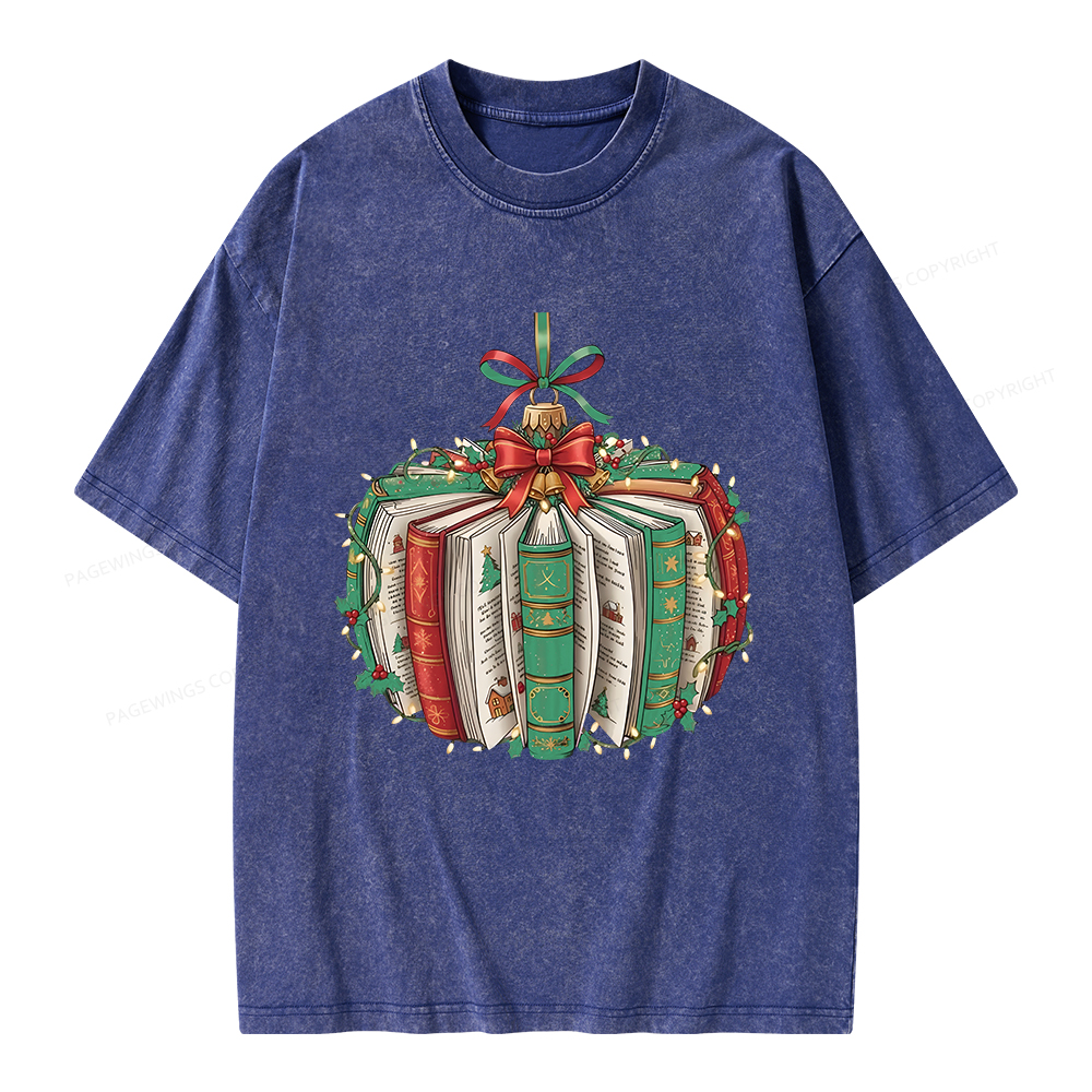 Pagewings Christmas Book Unisex Washed T-shirt