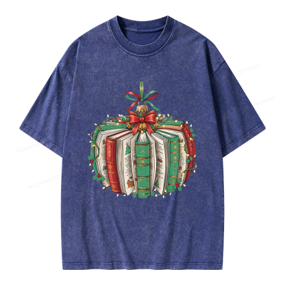 Pagewings Christmas Book Unisex Washed T-shirt