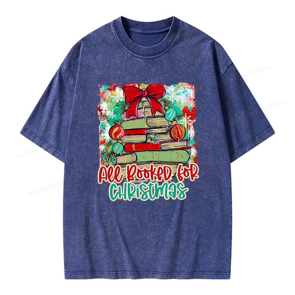 Pagewings Preppy All Booked For Christmas Unisex Washed T-shirt