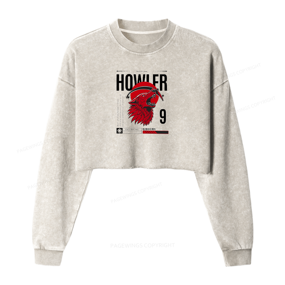 Pagewings Howler Women Washed Crop Sweatshirt