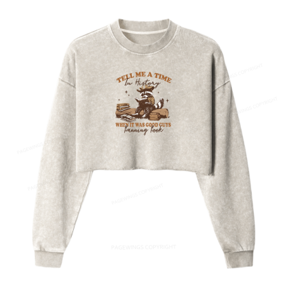 Pagewings In History When It Was Good Guys Banning Book Women Washed Crop Sweatshirt
