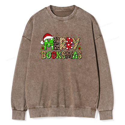 Pagewings Merry Booksmas Unisex Washed Sweatshirt