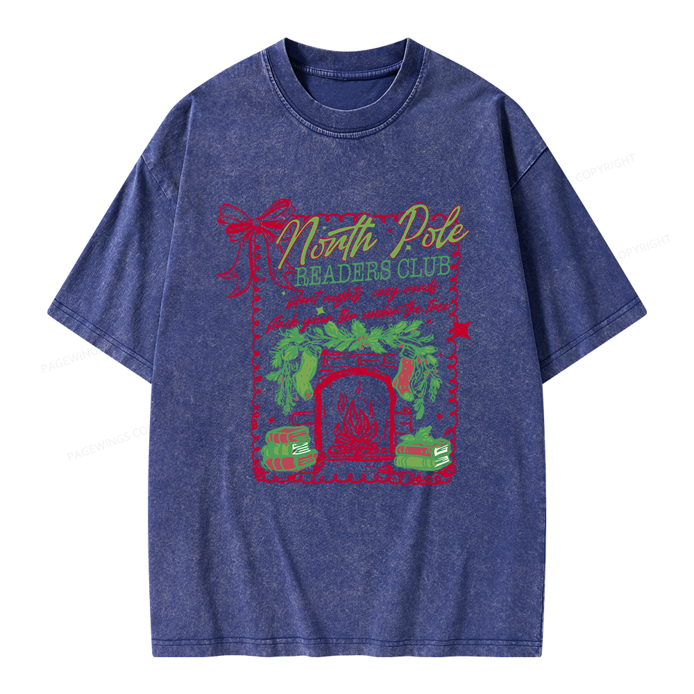 Pagewings North Pole Readers Club Unisex Washed T-shirt