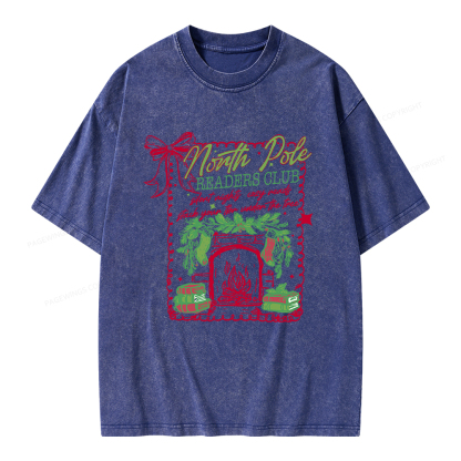 Pagewings North Pole Readers Club Unisex Washed T-shirt
