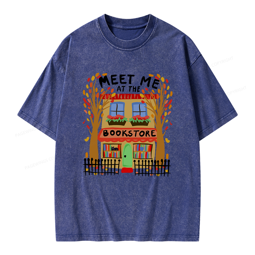 Pagewings Meet Me At The Bookstore Unisex Washed T-shirt