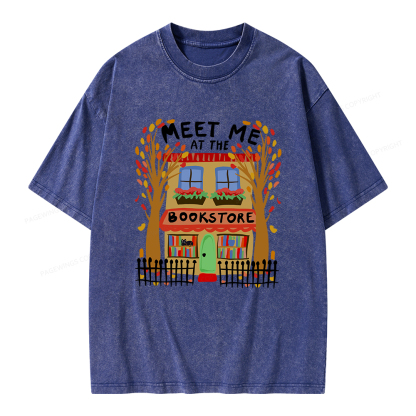 Pagewings Meet Me At The Bookstore Unisex Washed T-shirt