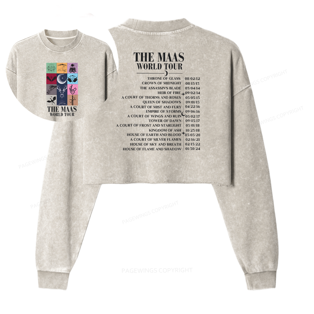 Pagewings World Tour Women Washed Crop Sweatshirt