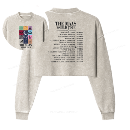 Pagewings World Tour Women Washed Crop Sweatshirt